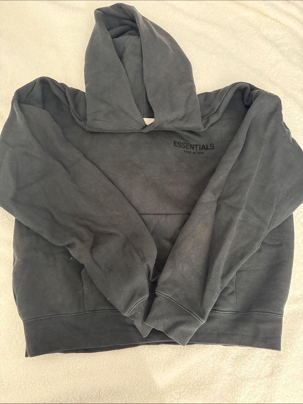 Essentials Black Pullover Hoodie with Subtle Logo
